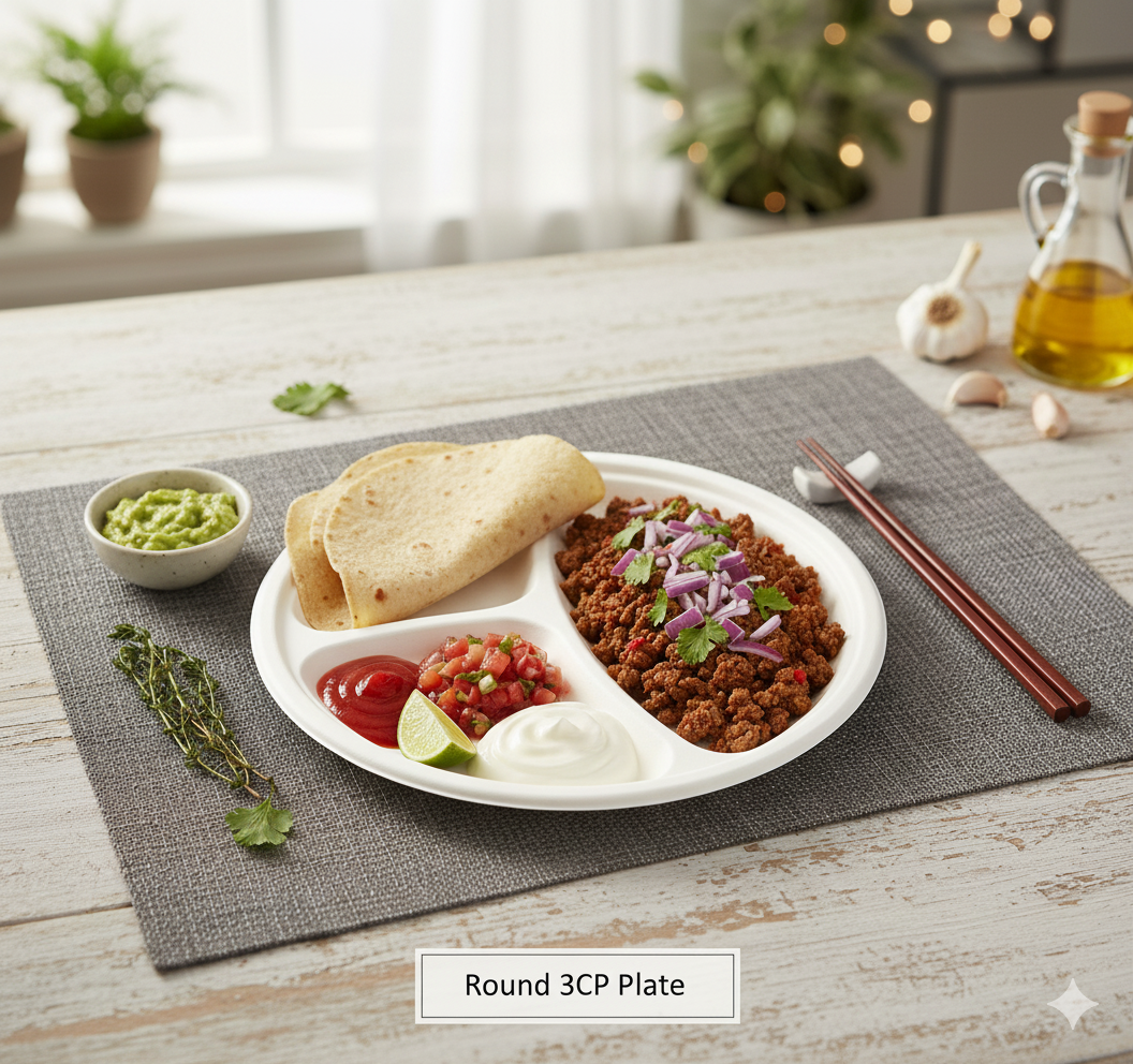 3 Compartment Round Plates Image 2